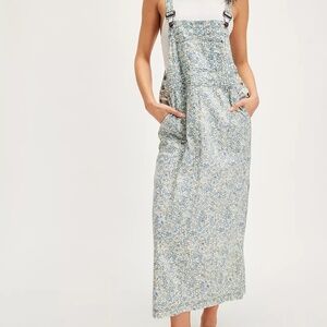 Free People Hanson Apron Midi Dress Chambray Combo Size Small EUC Retail $148